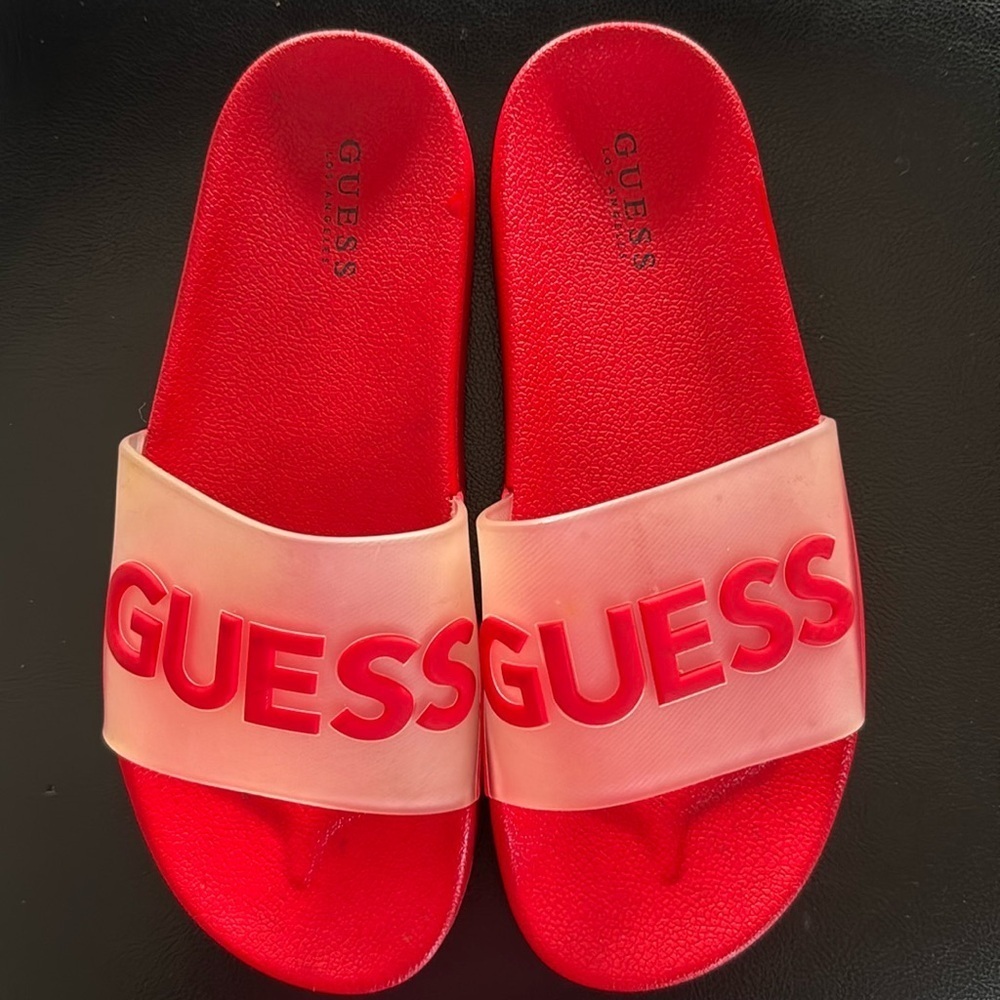 🍍 Guess LANA Red Pool Slides Women’s Size 7 NEW*🍍